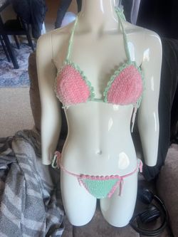Small crochet  watermelon sour patch bikini/dancewear