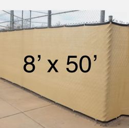 FENCE SCREEN 8’x50' Privacy Screen  with ZIP TIES - BEIGE
