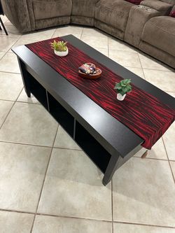 Black Coffee Table with Storage Cubbies