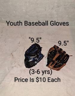 2 Youth Right Hand Throw Baseball Gloves (Price Is $10 Each)