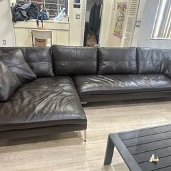 leather brown modern couch 