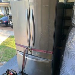 Used 3 Door Stainless Steel Whirlpool Refrigerator 