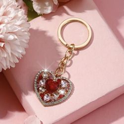 Brand New Rhinestone & Crystal Valentine’s Heart Keychain, Keyring & Bag Charm