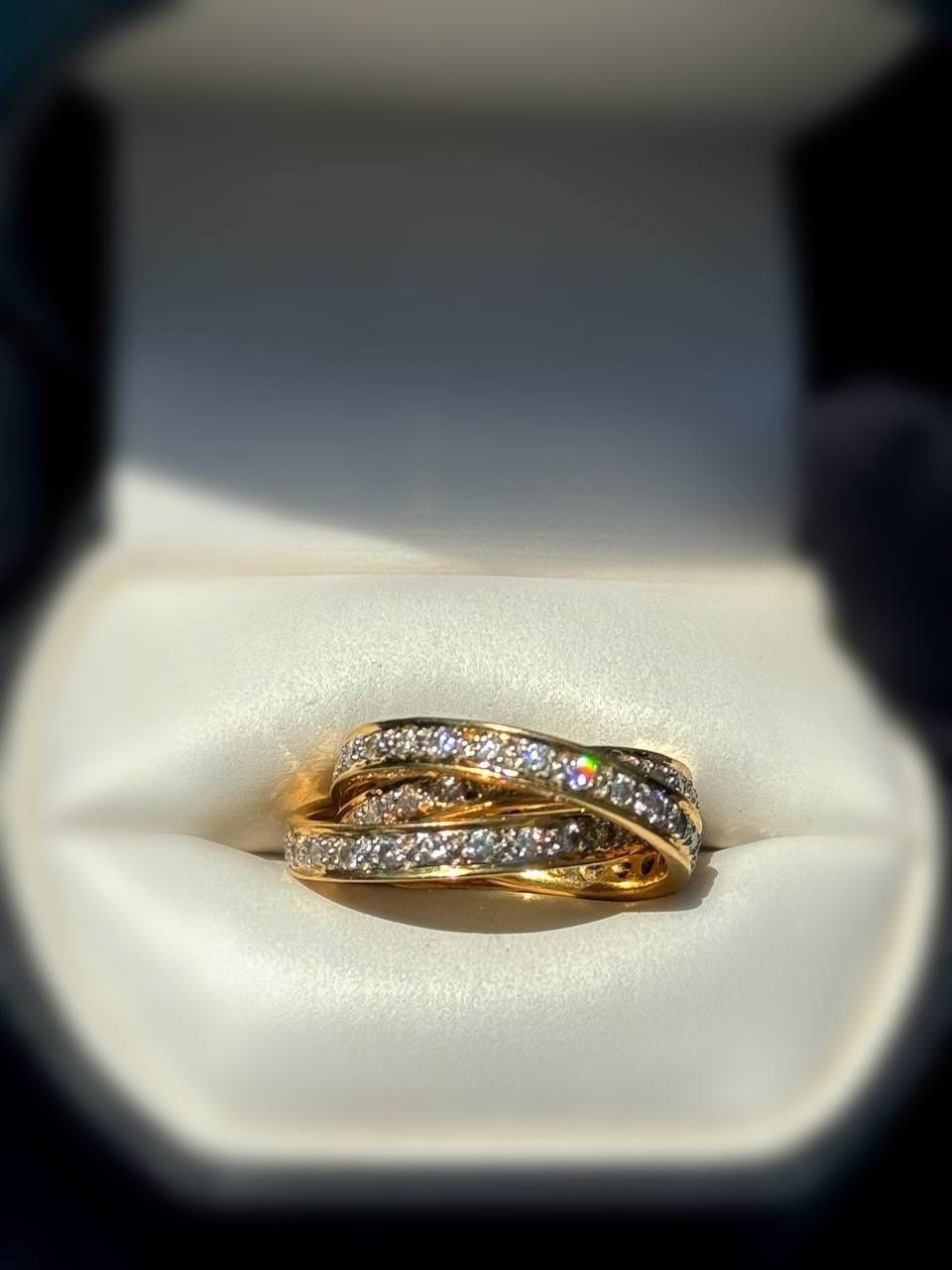 Jewelry 18k solid yellow gold 2.2 CTW Diamond estate trinity rolling ring size 4.5