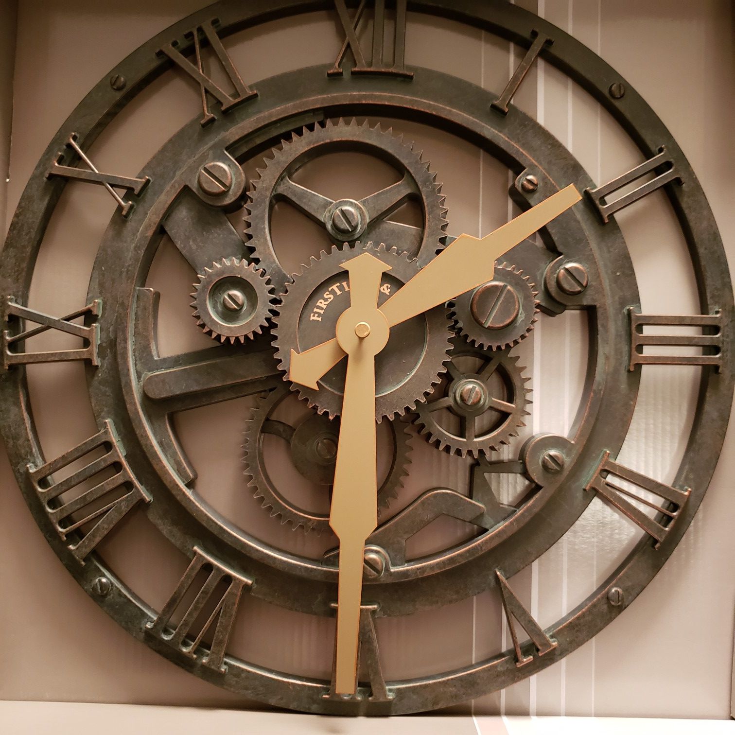 Large Oxidized Gear Roman Wall Clock 15" Rustic Kitchen Office Livingroom Decor