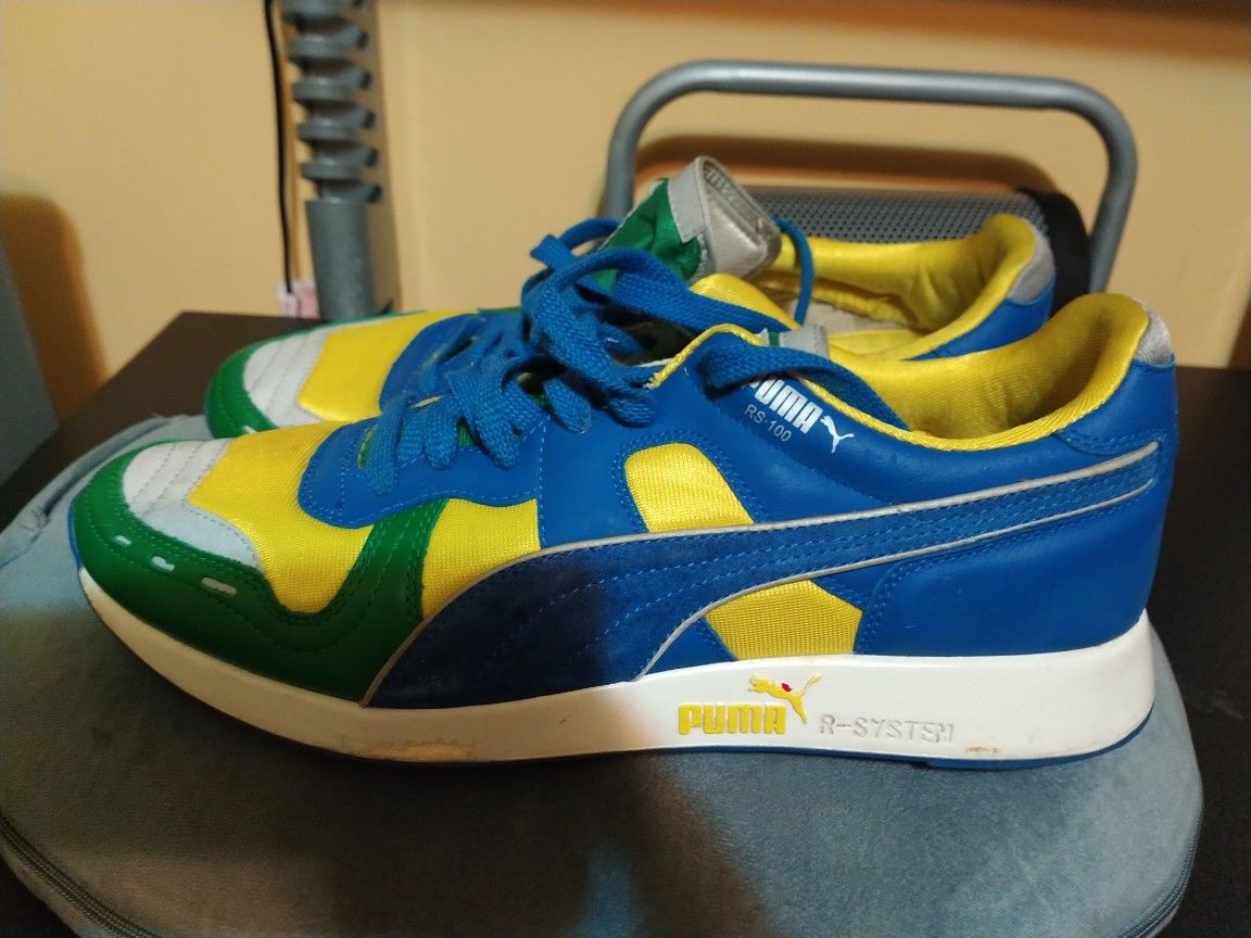 Vintage Puma Sneakers Size 11 Yellow/Blue