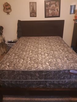 Queen bed frame and Queen mattress plus boxspring