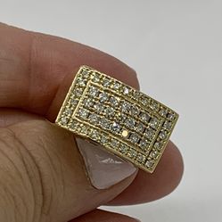 Brand New!! Mens 1.5 Ctw Real Diamond Ring In Solid Real 14 Kt Gold
