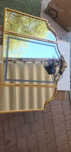 Vintage Gold Trifold LED Vanity Makeup Mirror – 3 Light Modes (New Open Box)