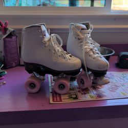 Shore Grip White Skates Pink Wheels Size 2 Girls