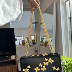 Black & Gold Butterfly Chain Bag – Elegant Statement Piece