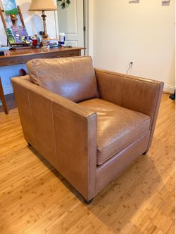Crate & Barrel Leather Chair (Top-Grain Leather)