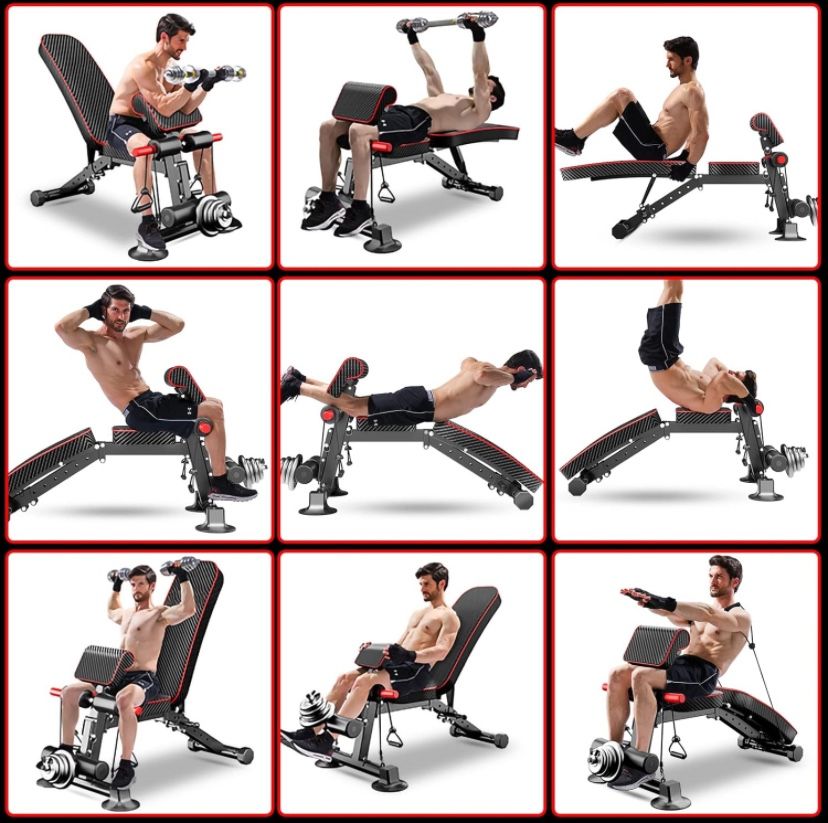 Robust Home Gym Weight Bench - Adjustable & Foldable for Full-Body Workouts - Versatile Incline, Flat & Decline Positions - Space-Saving Design for Se