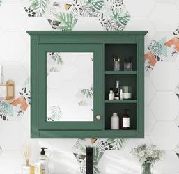 Newly Assembled Bathroom Wall Cabinet w/ Mirror 30'' x 28'' Medicine Cabinet w/ Mirror Door & Shelf