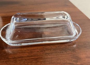 Vintage Fire-King Clear Glass Butter Dish