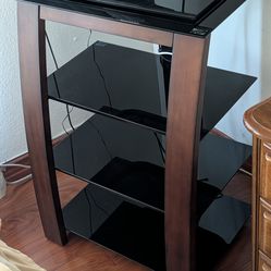 Wood & Glass TV/Entertainment media stand with 4 shelves