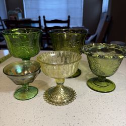 Christmas green Glass Assortment Compotes