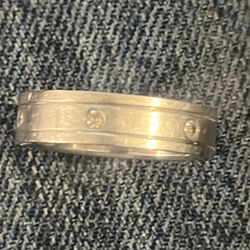 Mens silver Diamond  Wedding Ring Band
