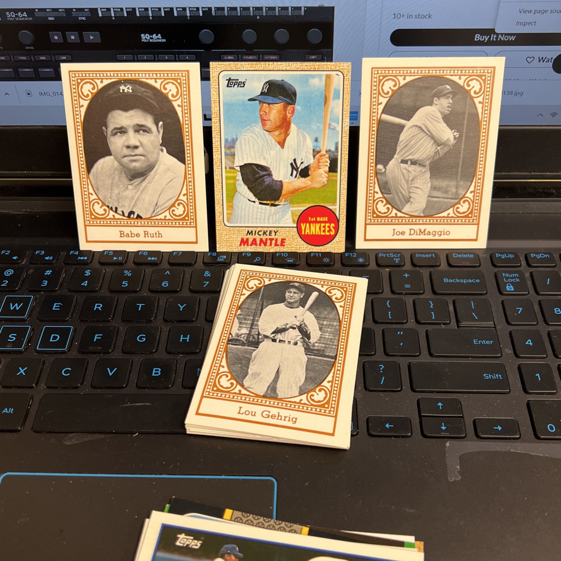 Yankees Vintage Baseball Cards - Ruth, Mantle