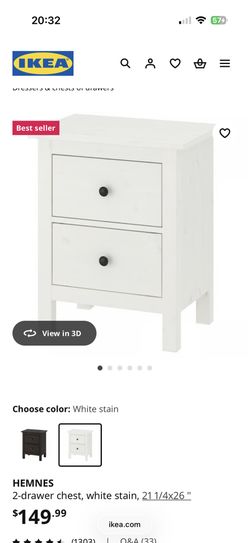 IKEA Hemnes Nightstand/2-Drawer Chest