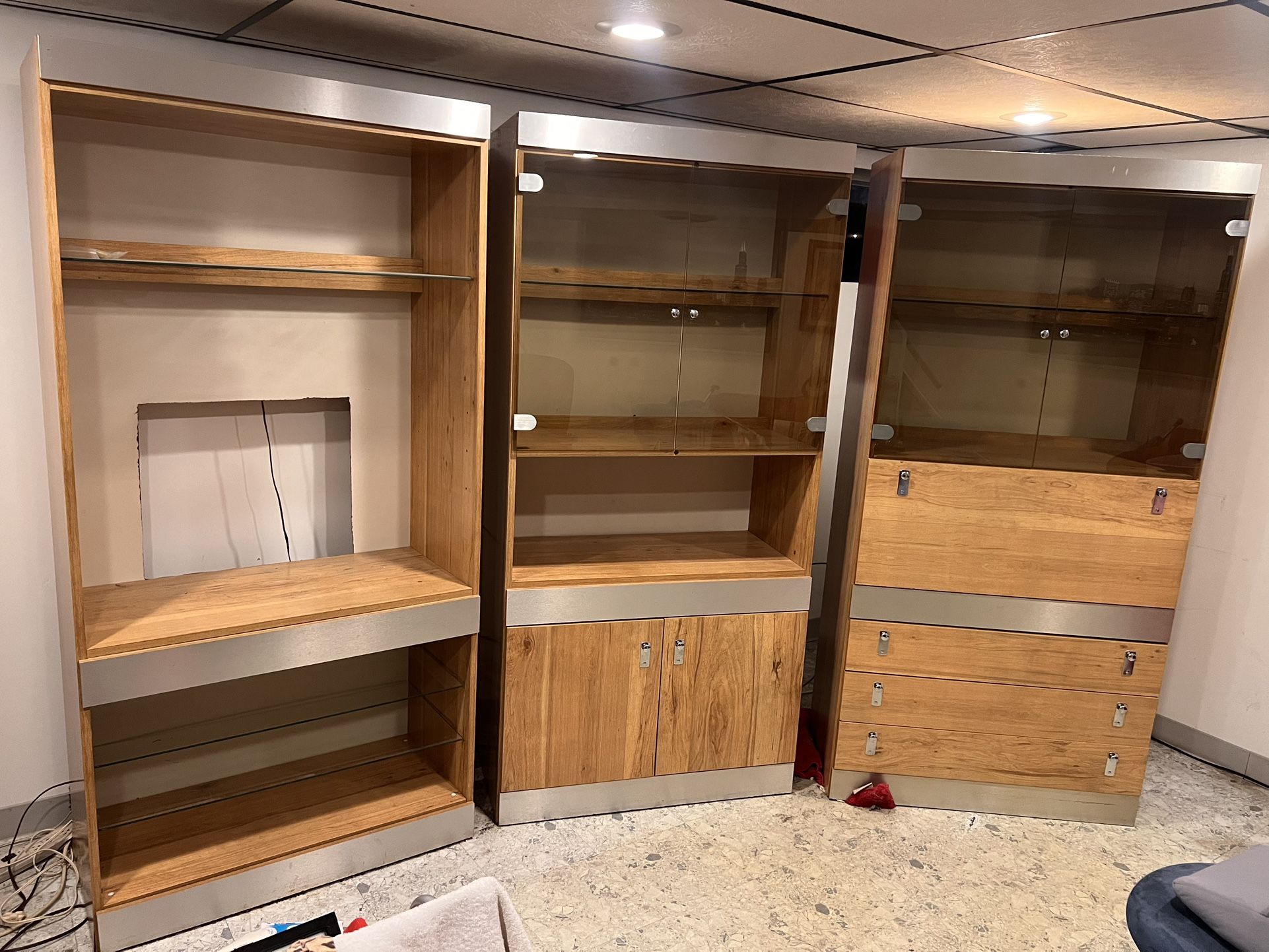 3 Piece Lighted Edgier Set Book Case /desk