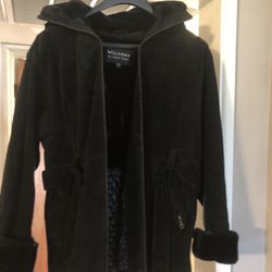 Wilson’s Black Leather Jacket Detachable Hood Extremely Heavy And WarmSuede