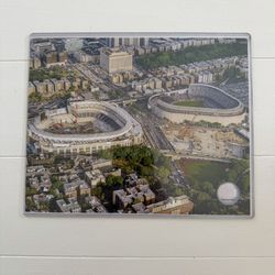 8 x 10 aerial photo of the old and the new Yankee Stadium