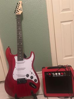 ESP LTD Electric Guitar Red Solid Body 6-String 22-Fret RH w/ Amp Cable