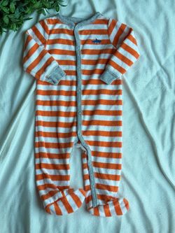 Carter's 9M Orange Striped Shark Footed Sleeper Pajamas