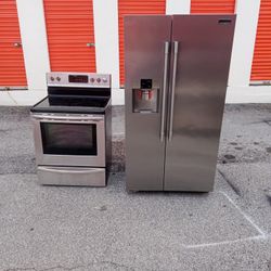 Frigidaire Side By Size Refrigerator And Frigidaire Stove Stainless Steel