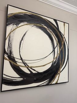 Large Abstract Canvas Wall Art Black Gold