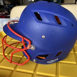 Schutt SSMC JAD Blue Helmet W/ Orange