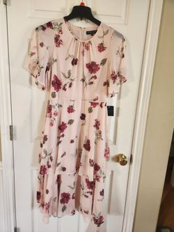 RACHEL Rachel Roy Pink Floral Tiered Midi Dress