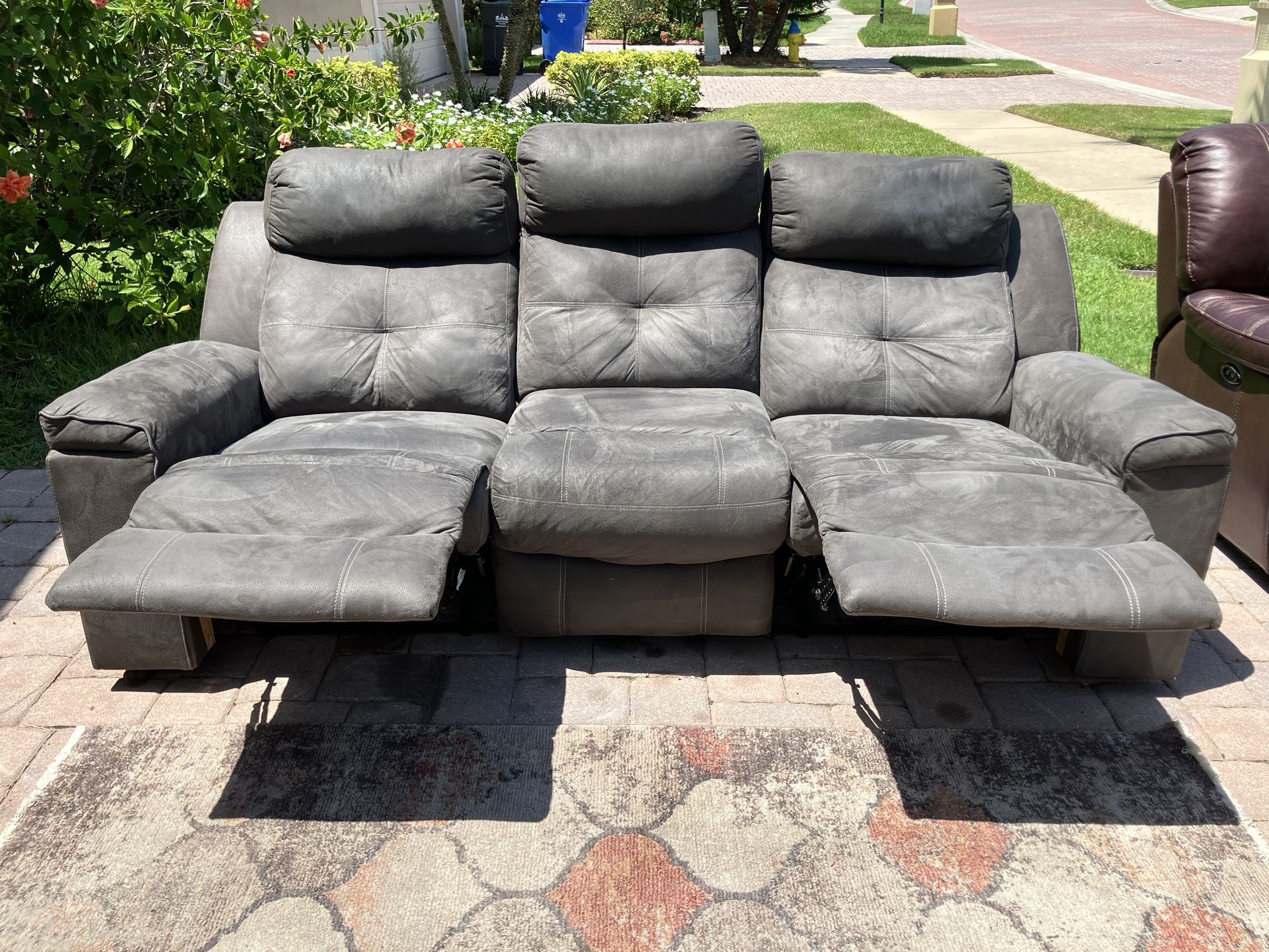 Sofa King Comfortable Gently Used Dark Recliner Sofa For Sale! Free Local Delivery!