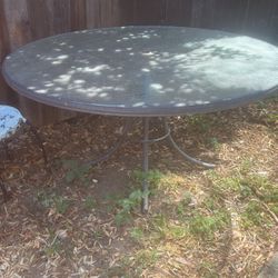 Glass And Metal Table And Three Chairs $9 