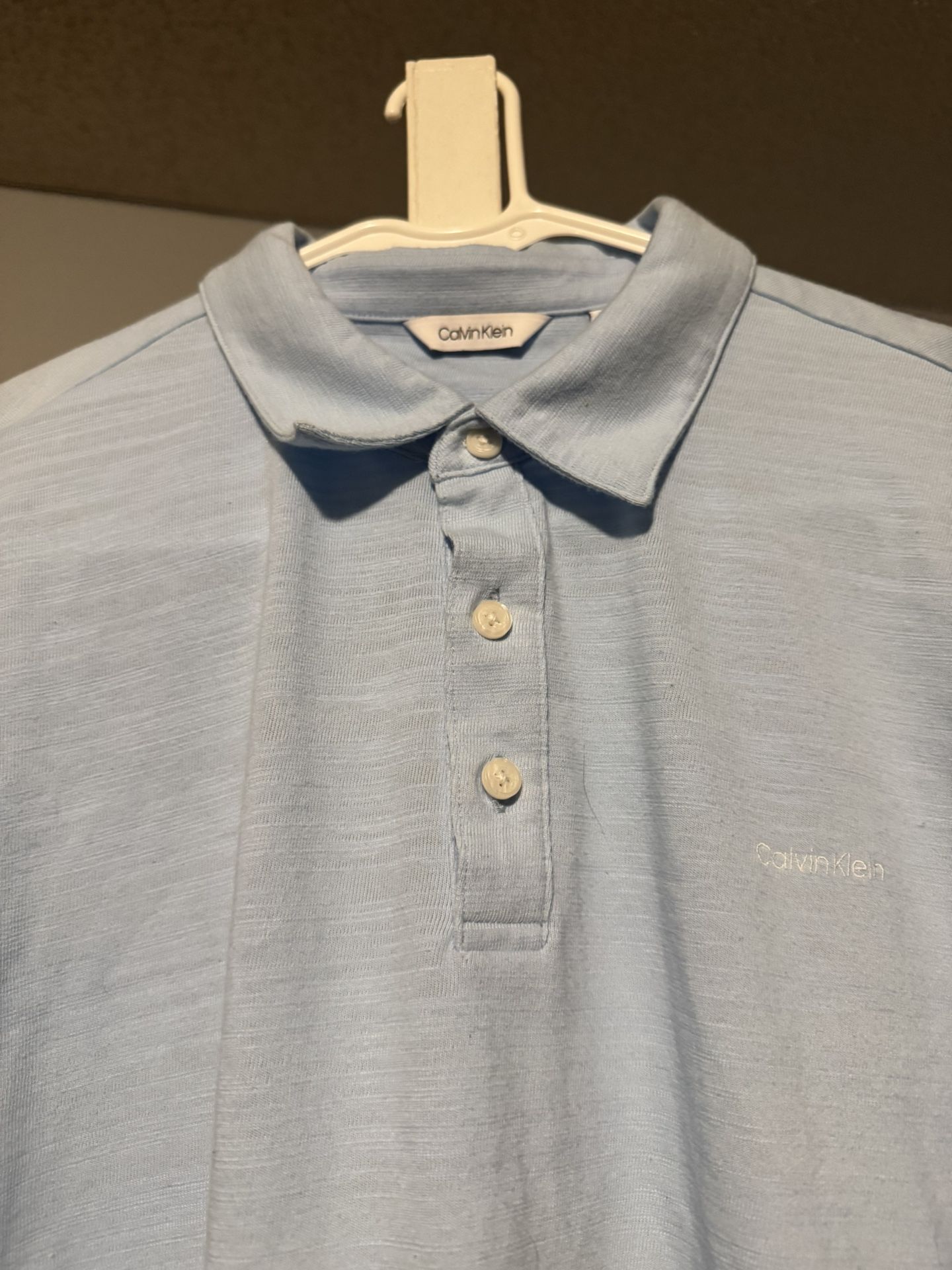 NWT Calvin Klein Baby Blue With White Logo Polo Shirt, Size L