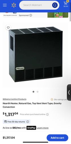WILLIAMS Space Heater, Natural Gas, Top Vent Vent Type, Gravity Convection, New