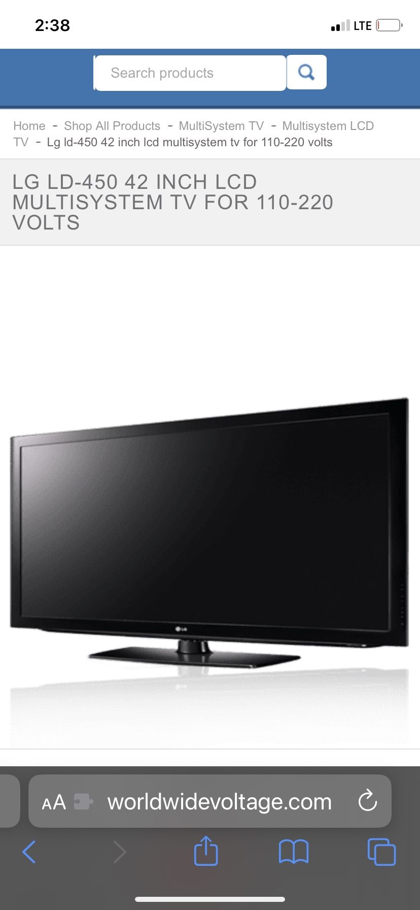 LG Flat Panel Tv 42in