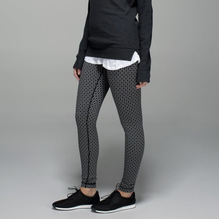 LULULEMON Tri Geo Silver Spoon Black Grey Wunder Under Pant Full-On Luon Legging