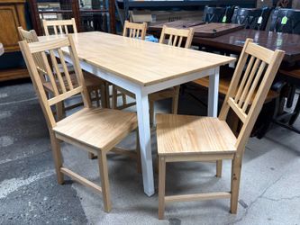 IKEA Pinntorp Light Brown & White Dining Table w/ 6 Chairs