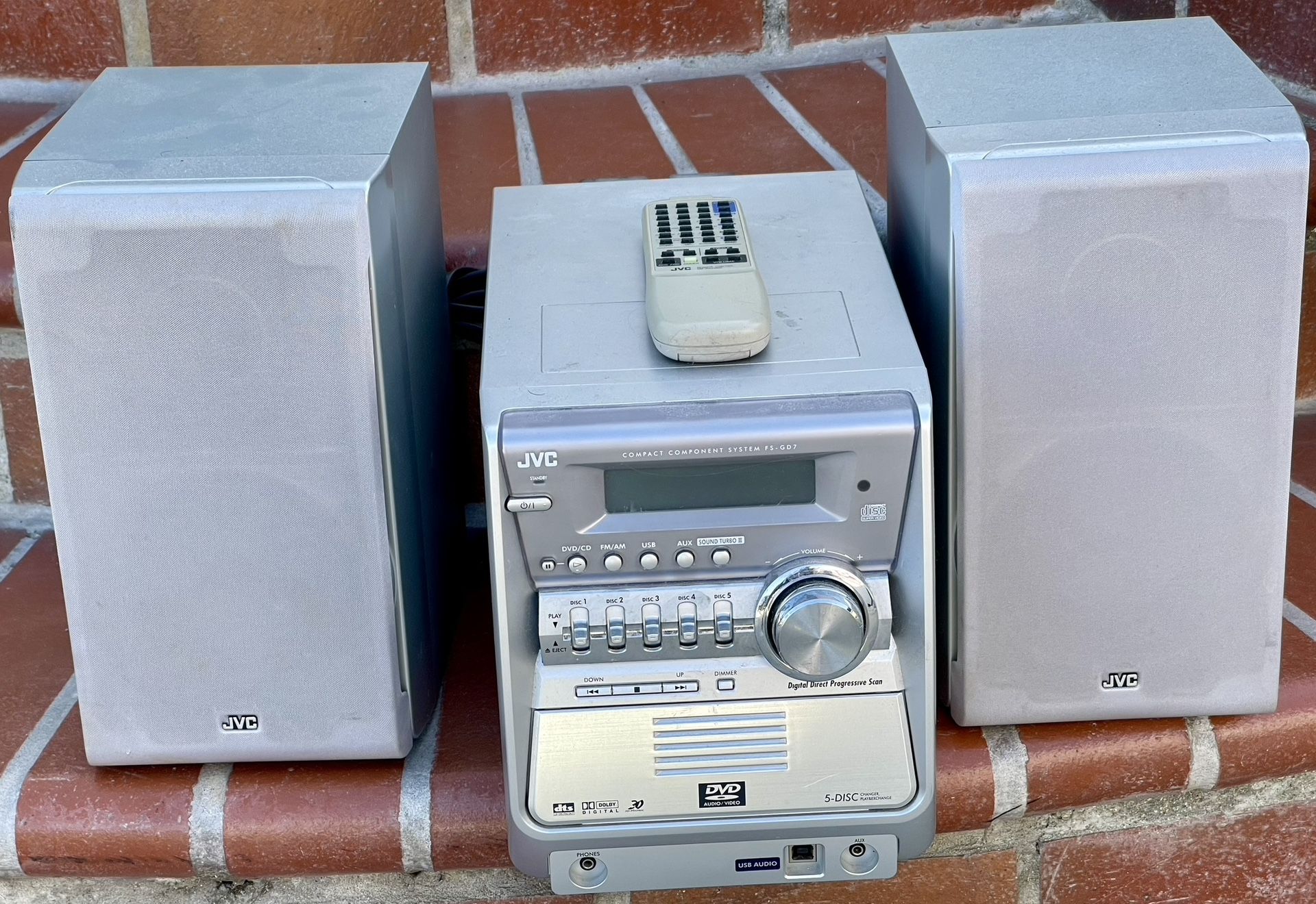 JVC FS-GD7 DVD MP3 CD CDR/RW DVDR/RW Old school Mini Shelf System *powerful*