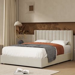 Queen Upholstered Platform Drawer Storage Bed