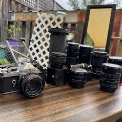 Pentax mx film camera, lenses, and accessories