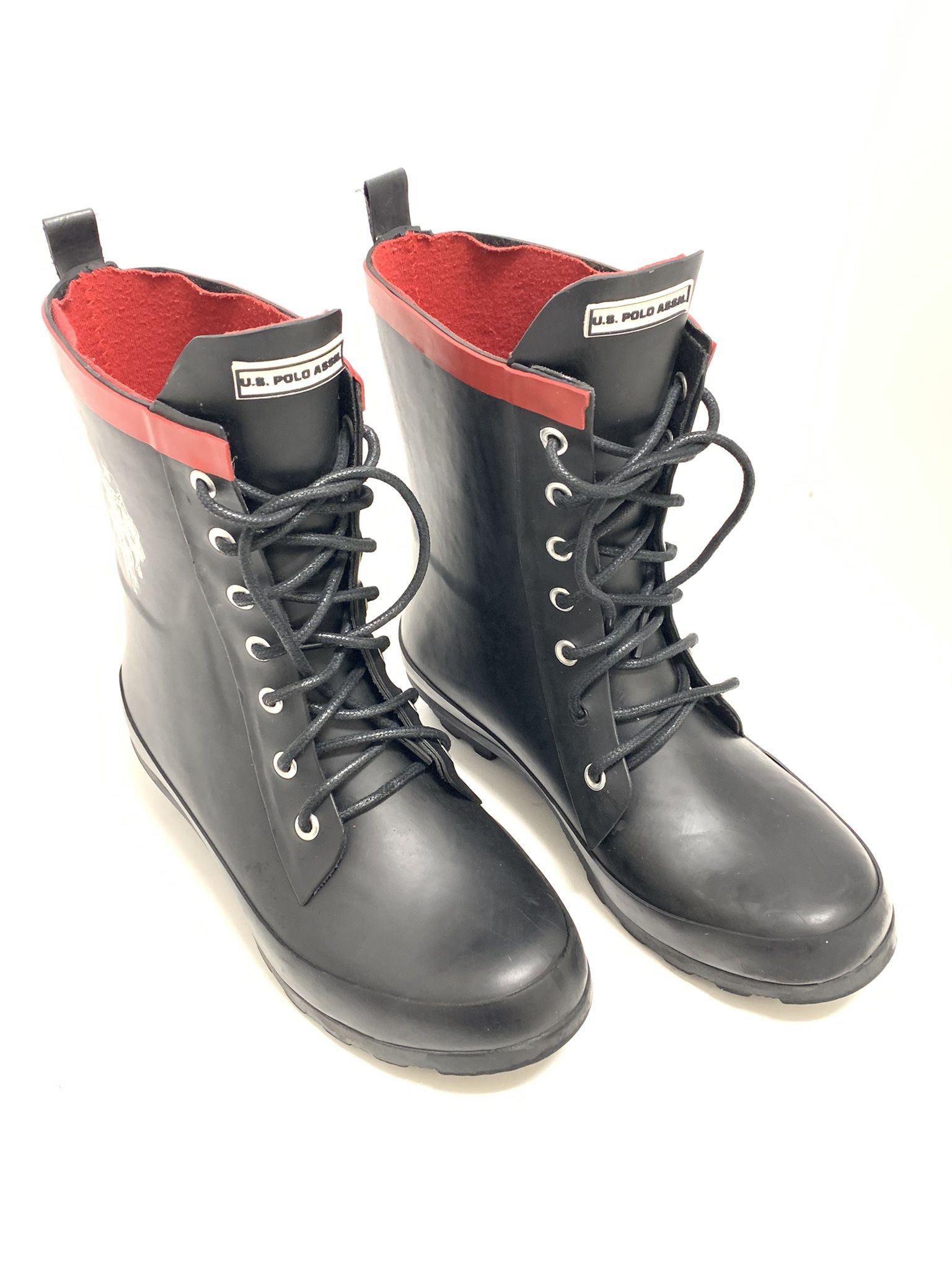 Women's U.S. POLO ASSN. - Jacky Rubber Rain Boots Red Black Size 6M