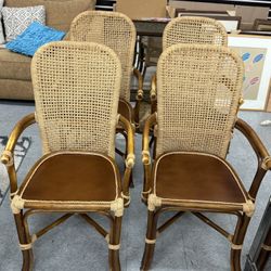 Gorgeous Set Of 4 Vintage Rattan Chairs 