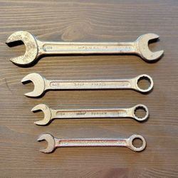 VTG 1950s 4-Pc SAE Combination/Double Open End Wrench Set USA