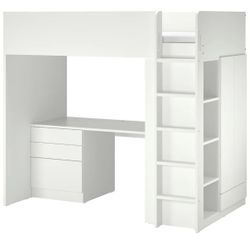 Loft bed with desk and wardrobe