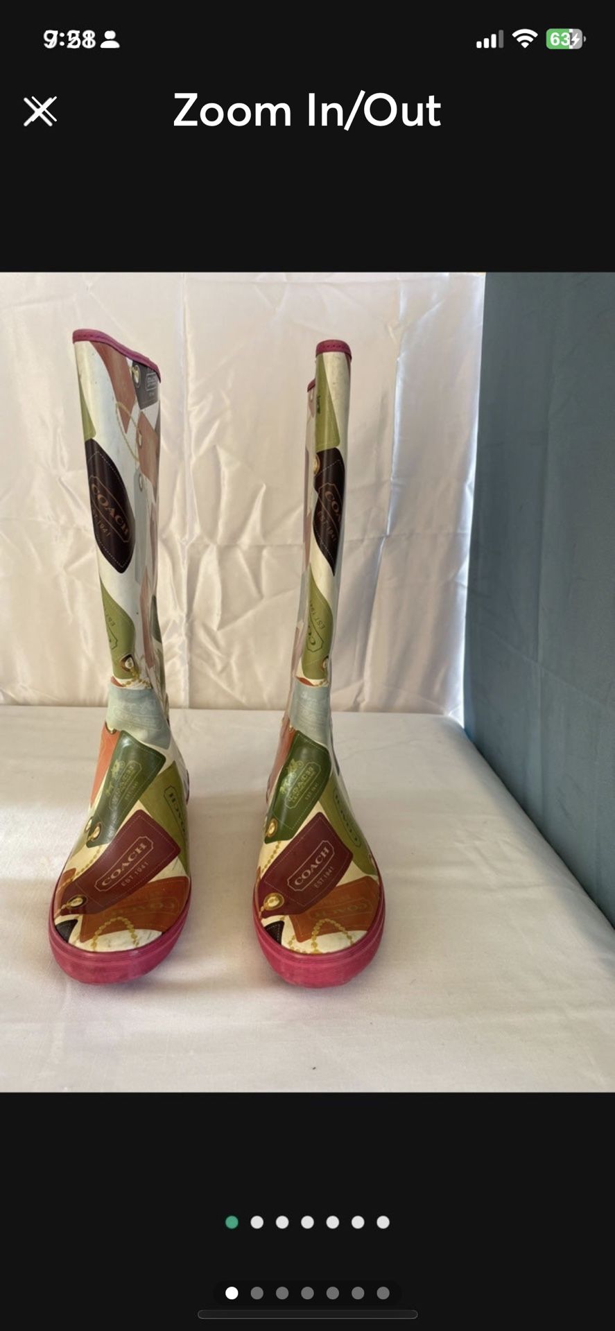 COACH Pammie Women’s Multi-Color Tall Vintage Rains Boots Size: 7B