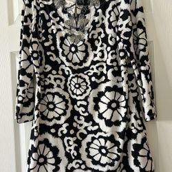 INC (International Concepts) Tunic Top Black and white print