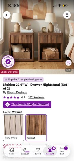 Drawer Night Stand Set of 2
